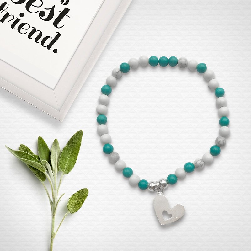 Turquoise Howlite Stone Bracelet | Stone Love Bracelet | Love Bracelet - สร้อยข้อมือ - เงิน 