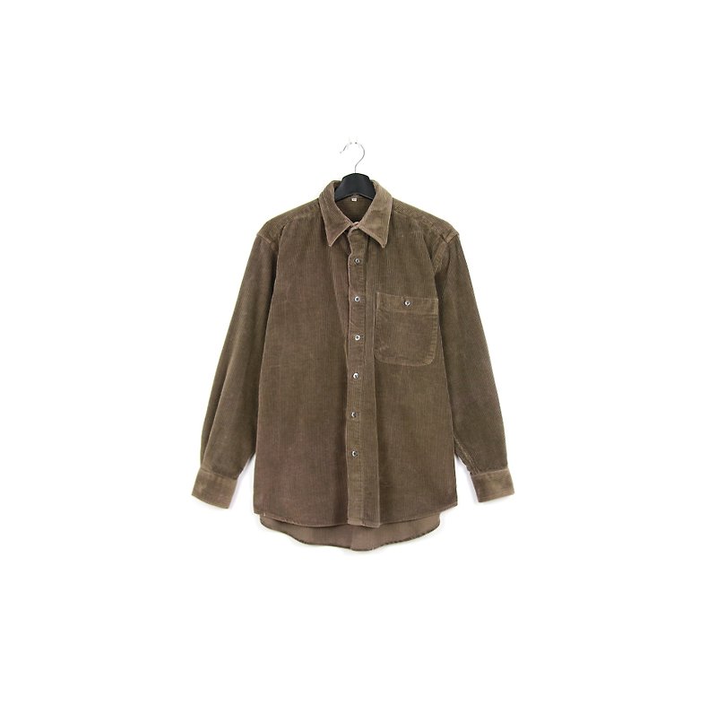 Back to Green :: Corduroy thick stripes dark green / / men and women can wear / / vintage Shirts - Men's Shirts - Other Materials 