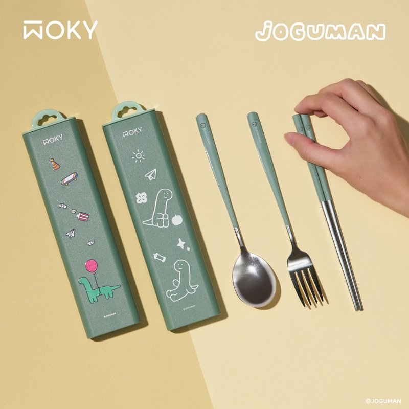 【WOKY Meets JOGUMAN】Push-on cutlery set - ช้อนส้อม - สแตนเลส หลากหลายสี