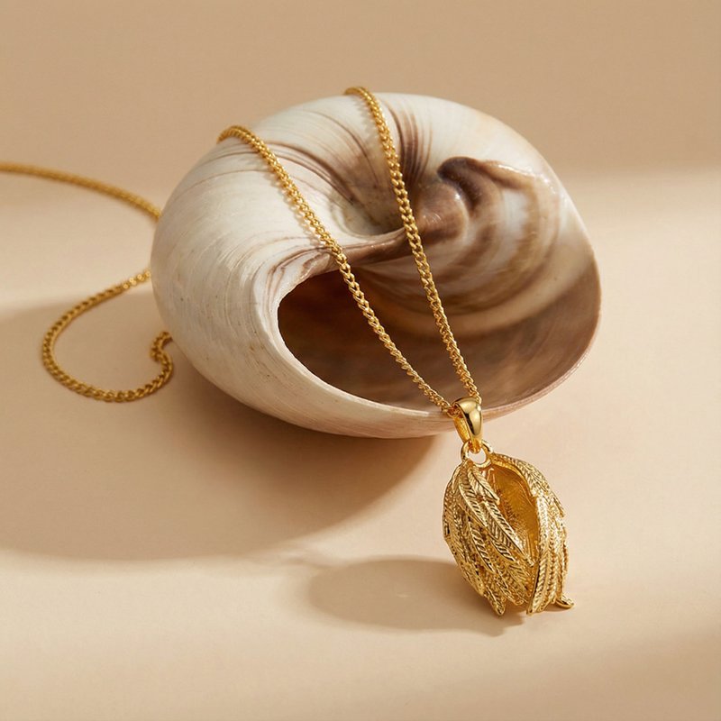 天使守護吊墜女士項鍊 18K鍍金 獻給摯愛/閨蜜的獨特禮物 - 項鍊 - 銅/黃銅 橘色