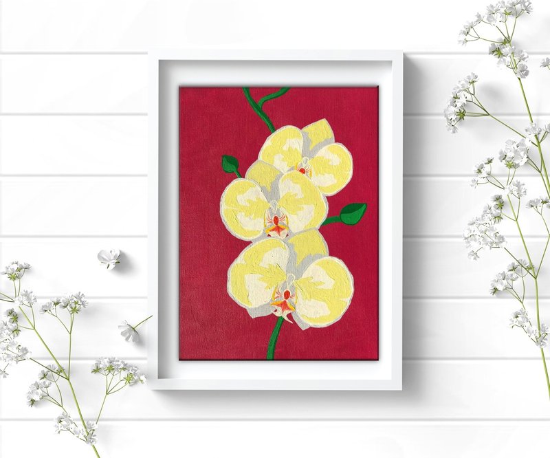 Orchid Painting, Plant Wall Art, Bedroom Decor, Kitchen Decor - 海報/掛畫/掛布 - 壓克力 多色