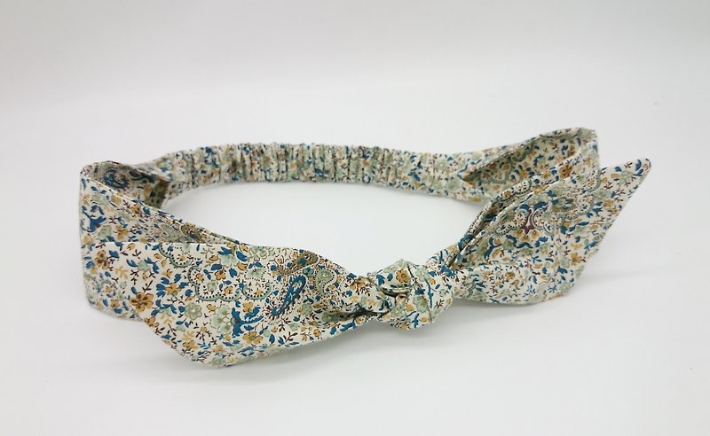 Green floral French strap type hair band*SK* - Hair Accessories - Cotton & Hemp 