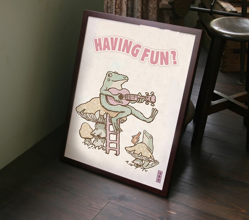 Poster Green Frog Playing Guitar - Posters - Paper Khaki