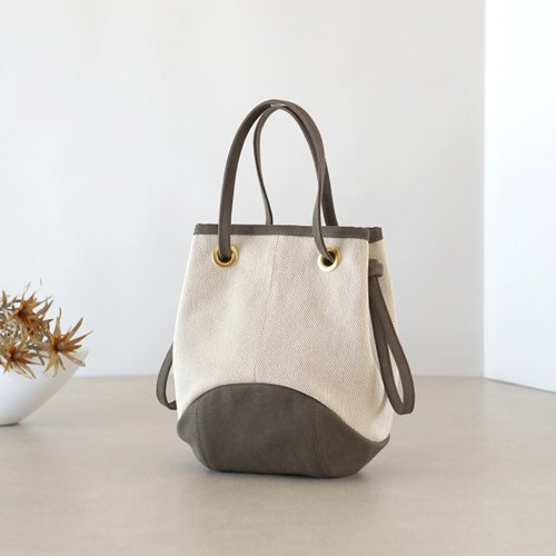 Hanp Bag Trocco パピー / カーキ × 霜降りベージュ 【受注製作】 Trocco 帆布バッグ