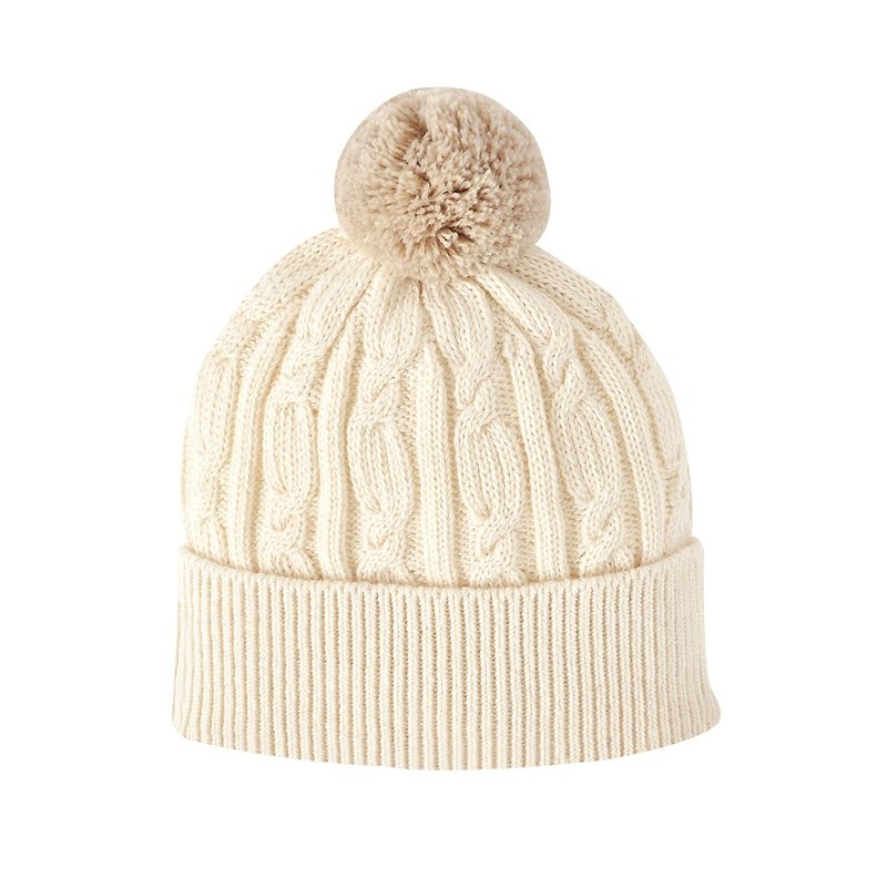 [SISSO Organic Cotton] Dear Baby Twist Knitted Hat - หมวกเด็ก - ผ้าฝ้าย/ผ้าลินิน ขาว