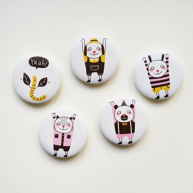 Put Your Hands Up - 1.75" (44mm) Button Badges or Magnets - Happy Pinning - Brooches - Plastic Multicolor