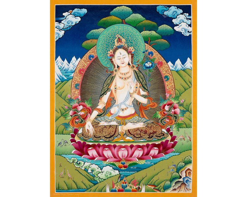 手繪白度母唐卡 家居裝飾 - 壁貼/牆壁裝飾 - 其他材質 多色