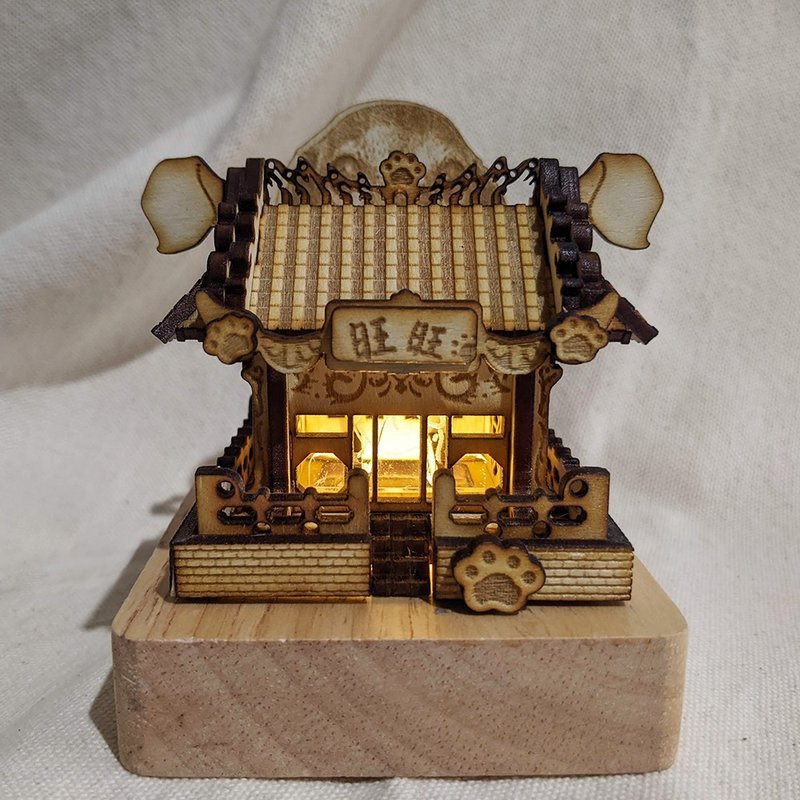 中式 廟宇 手作模型 迷你建築 雕塑 展示模型 Miniature Shrine - 木工/竹藝/紙雕 - 木頭 卡其色