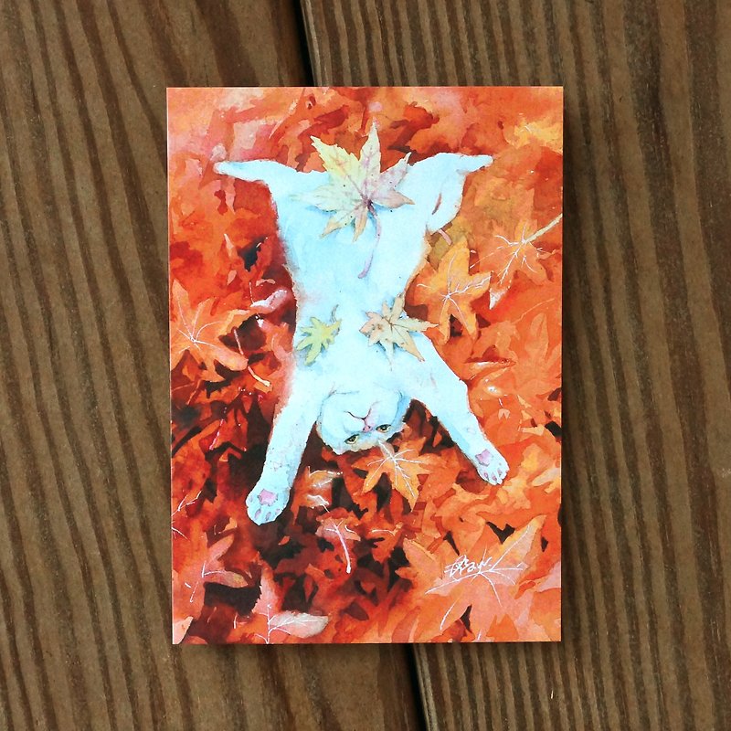 Watercolor Painted Baby Series Postcard - Maple - การ์ด/โปสการ์ด - กระดาษ สีส้ม