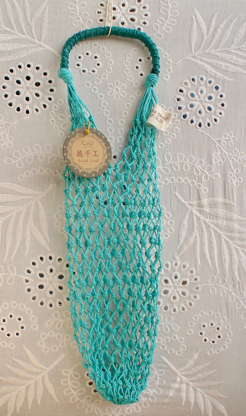 Hand-woven bags / turquoise / mineral water / beverage bag / Andy Bottles - Beverage Holders & Bags - Cotton & Hemp Multicolor