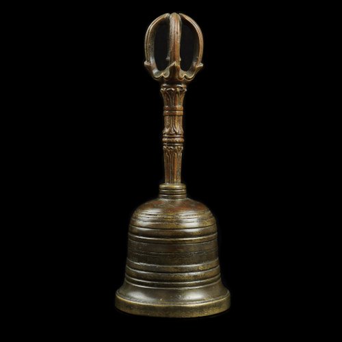 鬼面　鈴　1点　李朝　朝鮮古美術　柄付神鈴 銅鈴 神具 仏教美術　アンティーク 鬼面 鈴 1点 李朝 朝鮮古美術 柄付神鈴 銅鈴 神