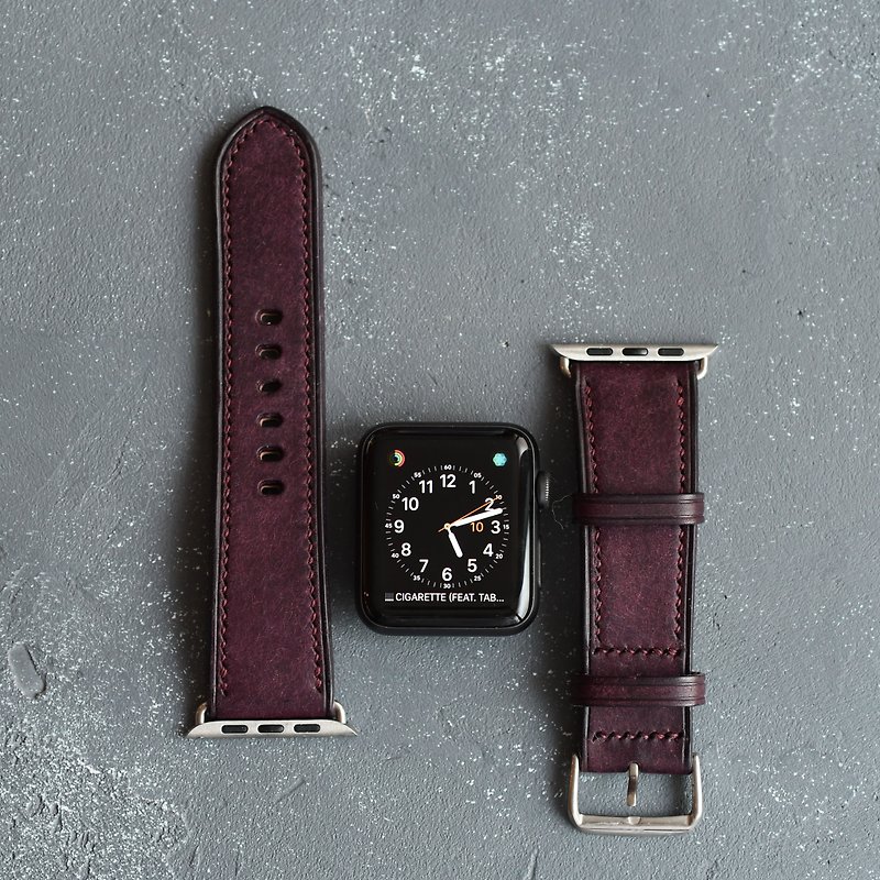 Leather Apple Watch Strap Genuine Leather Handmade Gift 38/40/41/42/44/45mm - Watchbands - Genuine Leather Purple