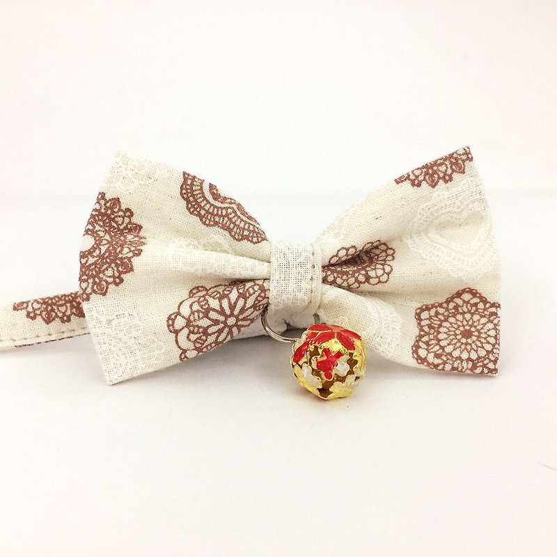 Love lace bowknot pet decoration collar cat small dog mini dog - Collars & Leashes - Cotton & Hemp White