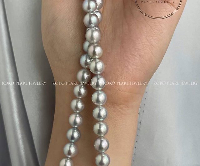 あこや真珠真珠ネックレス ナチュラルグレー 7.5-8mm日本海水akoya珍珠