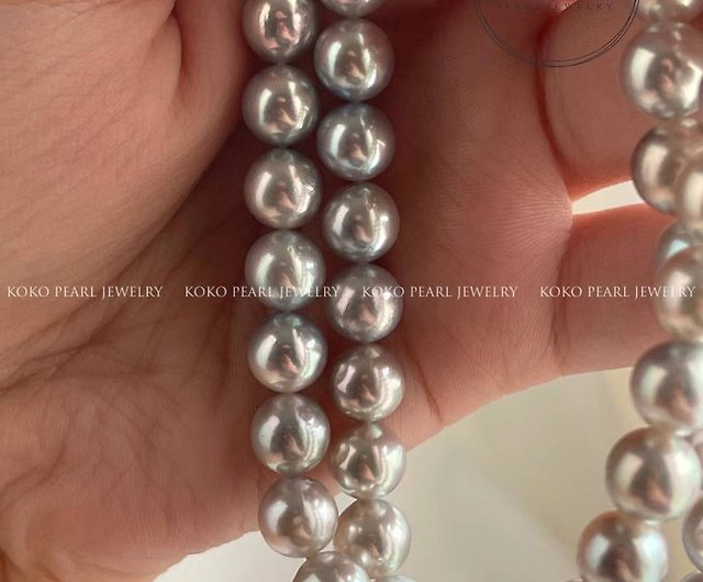 あこや真珠真珠ネックレス ナチュラルグレー 7.5-8mm日本海水akoya珍珠