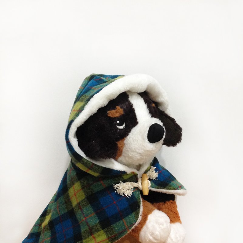 Small pets plaid cape coat (green) "Spot Clearing" - Clothing & Accessories - Cotton & Hemp Green
