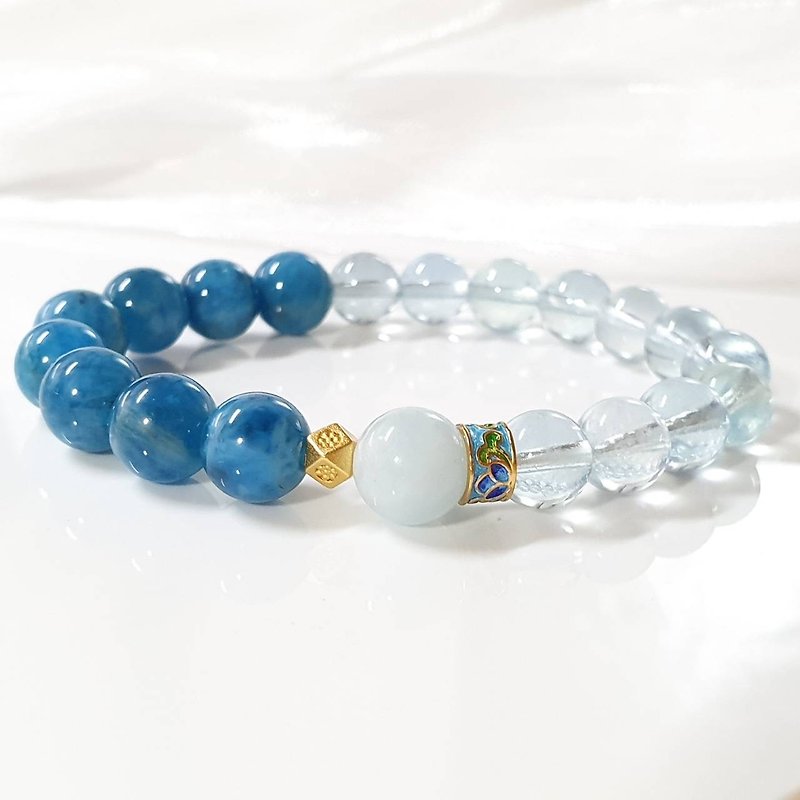Aquamarine , Cyanite, Crystal bracelet, Numerology, traditional braided rope - Bracelets - Crystal 