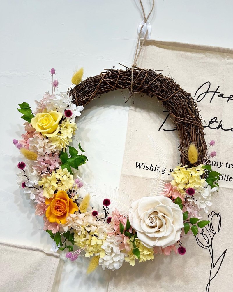 Spring flower rose wreath 30cm home decoration gift - Dried Flowers & Bouquets - Plants & Flowers 