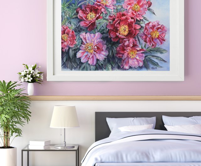 ピンクの牡丹の壁アート、アーティスト Irina Zhunaeva による