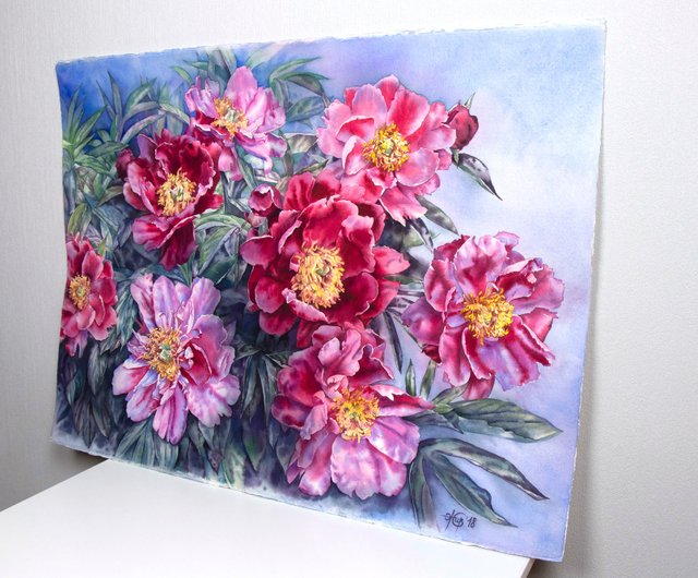 ピンクの牡丹の壁アート、アーティスト Irina Zhunaeva による