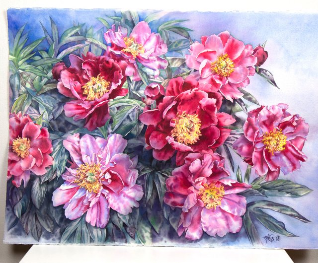 ピンクの牡丹の壁アート、アーティスト Irina Zhunaeva による