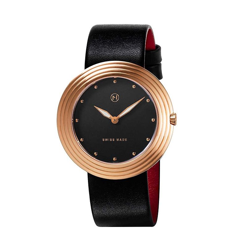 NOVE 瑞士超薄皮帶腕錶A007-01/B006-01 - 男錶/中性錶 - 不鏽鋼 黑色