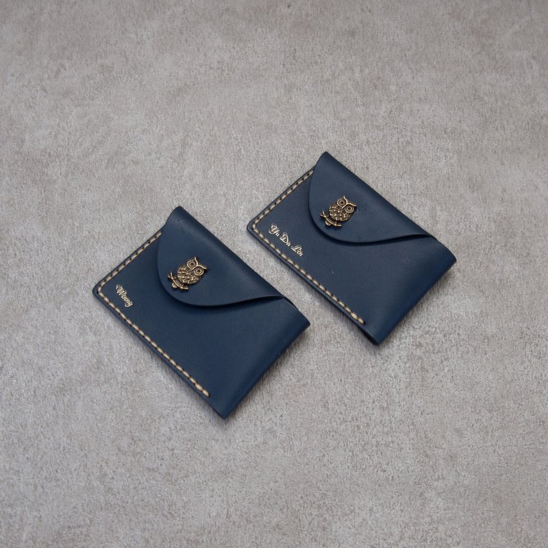 Business card holder card holder business card box genuine leather dark blue cowhide limited edition gift gift - ที่เก็บนามบัตร - หนังแท้ สีน้ำเงิน