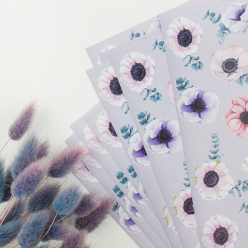 A4 Wrapping paper & Grateful label -  Flowers -10 sheets - งานไม้/ไม้ไผ่/ตัดกระดาษ - กระดาษ หลากหลายสี