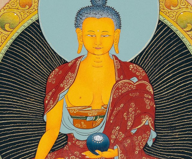 釈迦牟尼仏タンカアート | チベット仏教宗教画 - ショップ Boudha Stupa Thanka Centre ウォールデコ・壁紙 - Pinkoi