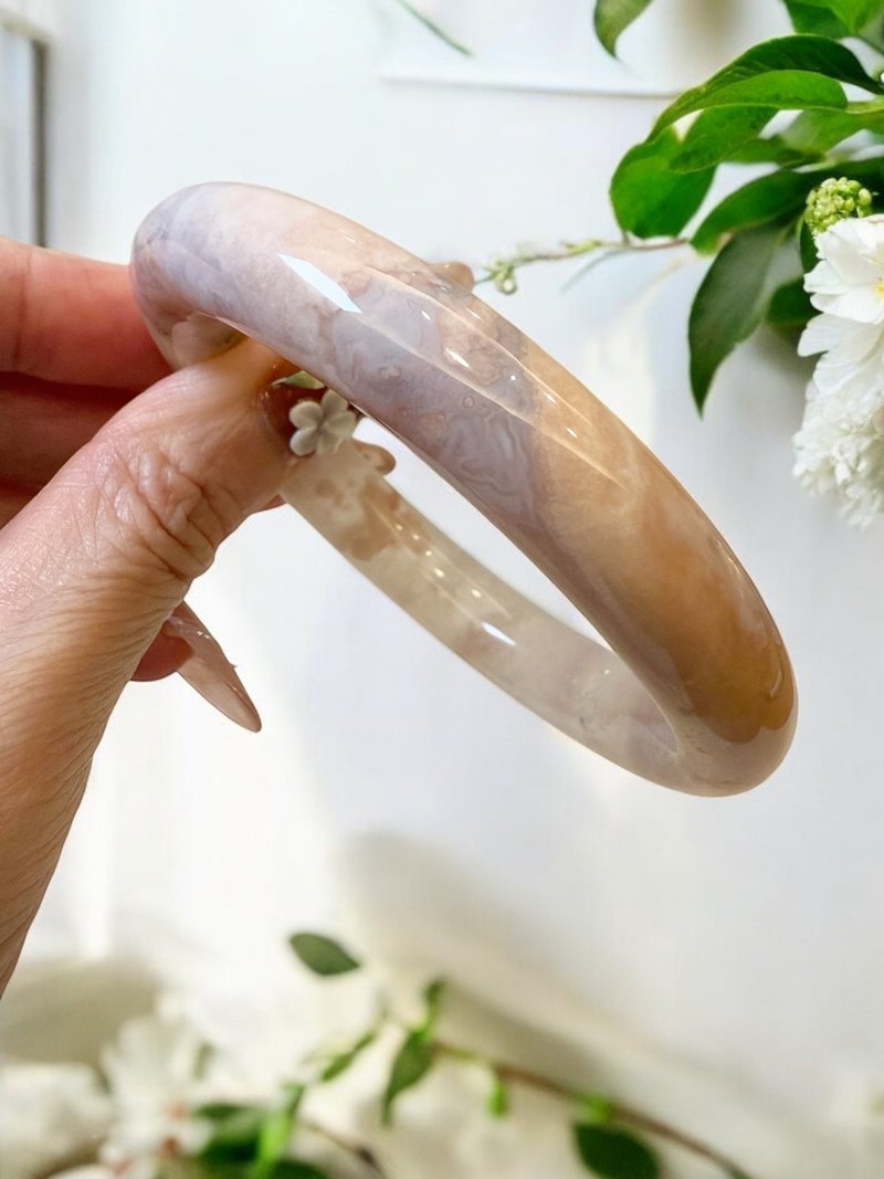 櫻花瑪瑙手鐲瑪瑙手鐲絕美星空紫粉晚霞油畫風太美!圓條55/56/57 - 手鍊/手環 - 玉石 