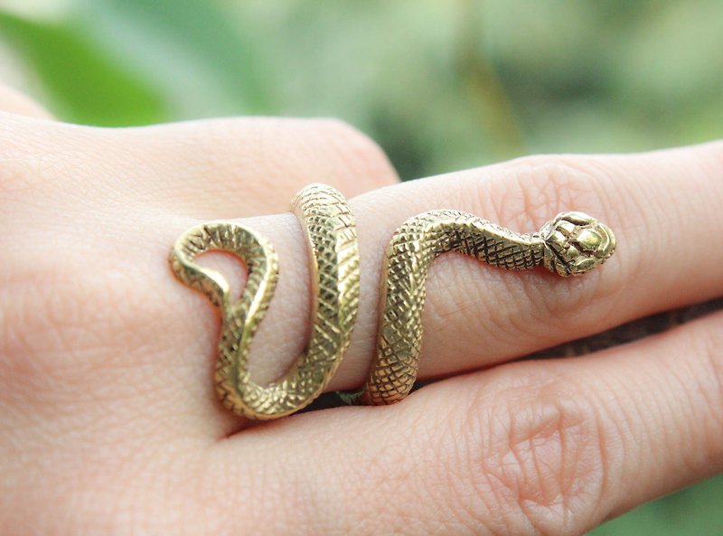 Snake Ring ( L ) - 戒指 - 銅/黃銅 金色