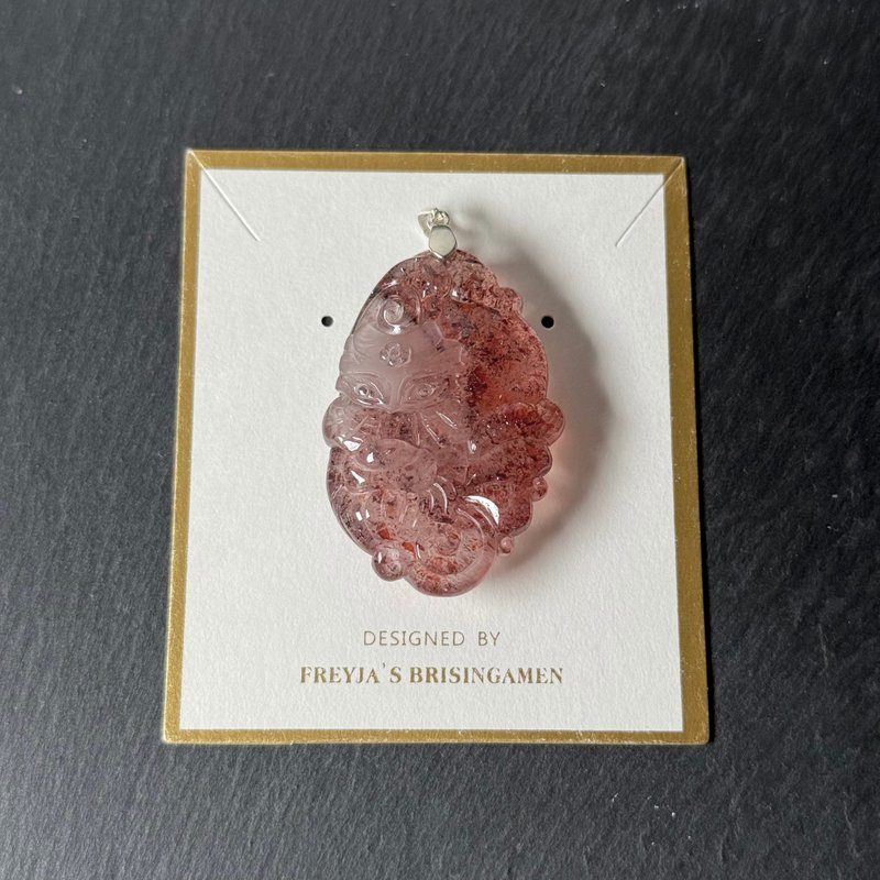 精品金草莓狐狐吊墜 - 吊飾/掛飾 - 水晶 紅色