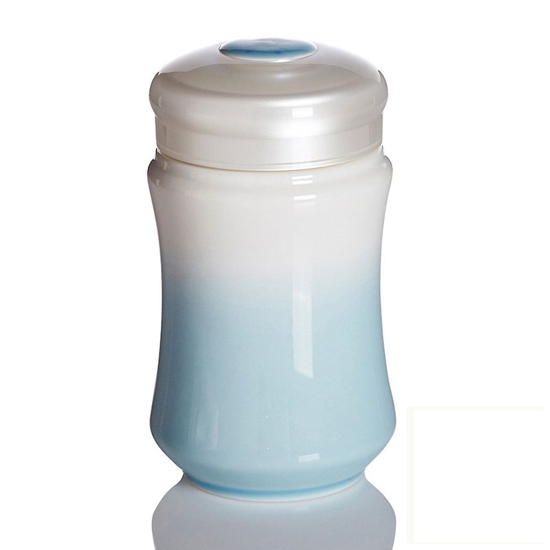 Dry Tangxuan Living Porcelain-Smiling Curve Portable Cup / Small / Single Layer / White Light Blue - กระติกน้ำ - เครื่องลายคราม 