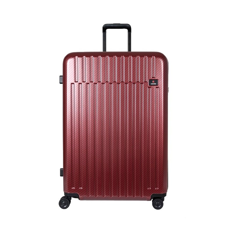 【CROWN】Anti-theft zipper 29-inch suitcase carbon fiber pattern red - Luggage & Luggage Covers - Plastic Red