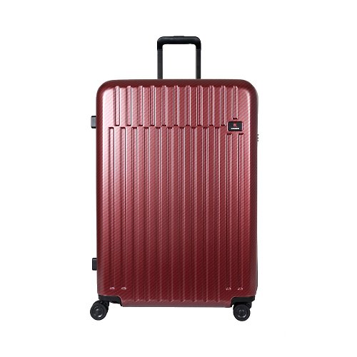 CROWN 皇冠行李箱 【CROWN】防盜拉鍊 29吋 行李箱 碳纖紋路 紅色