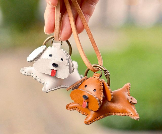 アニマル レザー キーホルダー、犬猫レザーチャーム、ペット
