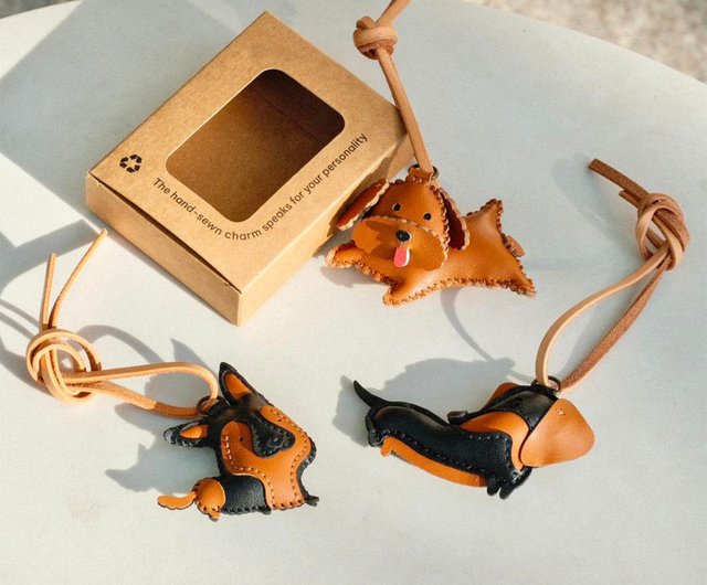 アニマル レザー キーホルダー、犬猫レザーチャーム、ペット