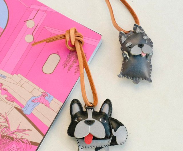 アニマル レザー キーホルダー、犬猫レザーチャーム、ペット