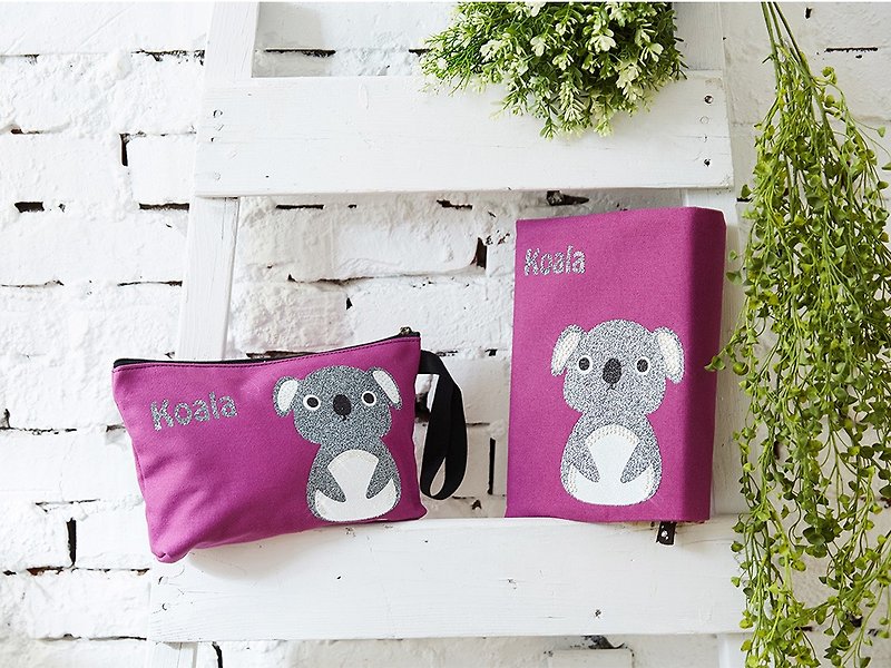 Adorkable series fabric book cover&makeup bag-Koala - Book Covers - Cotton & Hemp Purple