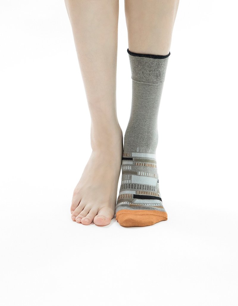 Weaving Modernity 1:1socks - ถุงเท้า - ผ้าฝ้าย/ผ้าลินิน สีเทา