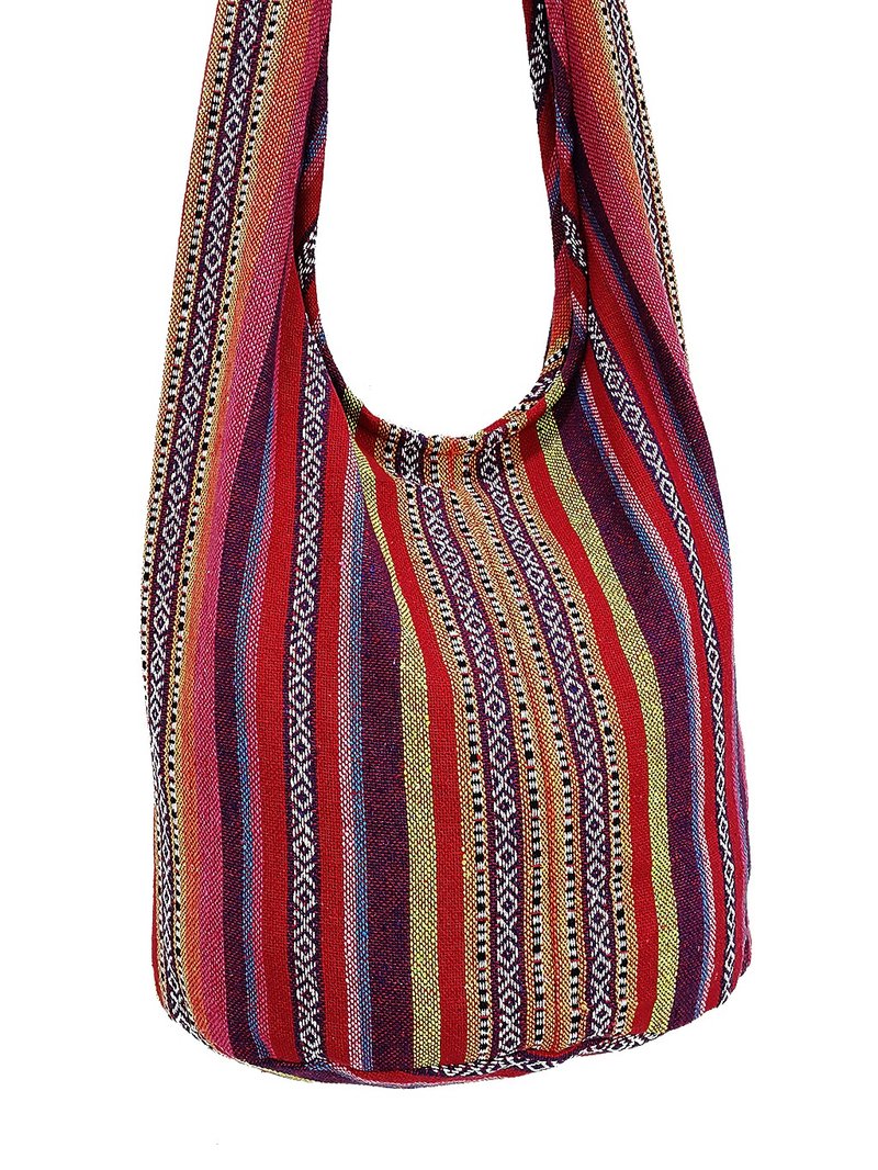 Woven Cotton Bag Boho bag Shoulder bag Crossbody bag Long Strap CWB - 其他 - 棉．麻 紅色