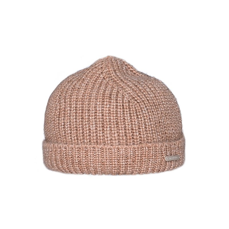 Beanie [ISW] Mohair Knitted Melon Skin Hat with Heart - Citrus Brown (Four Colors Available) - Hats & Caps - Other Materials Orange