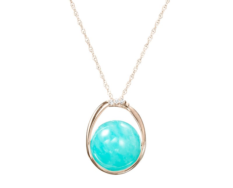 Turquoise Pendant Necklace, Gold Diamond Bead Amazonite Jewelry, Teal Necklace - สร้อยคอทรง Collar - เครื่องประดับ สีน้ำเงิน