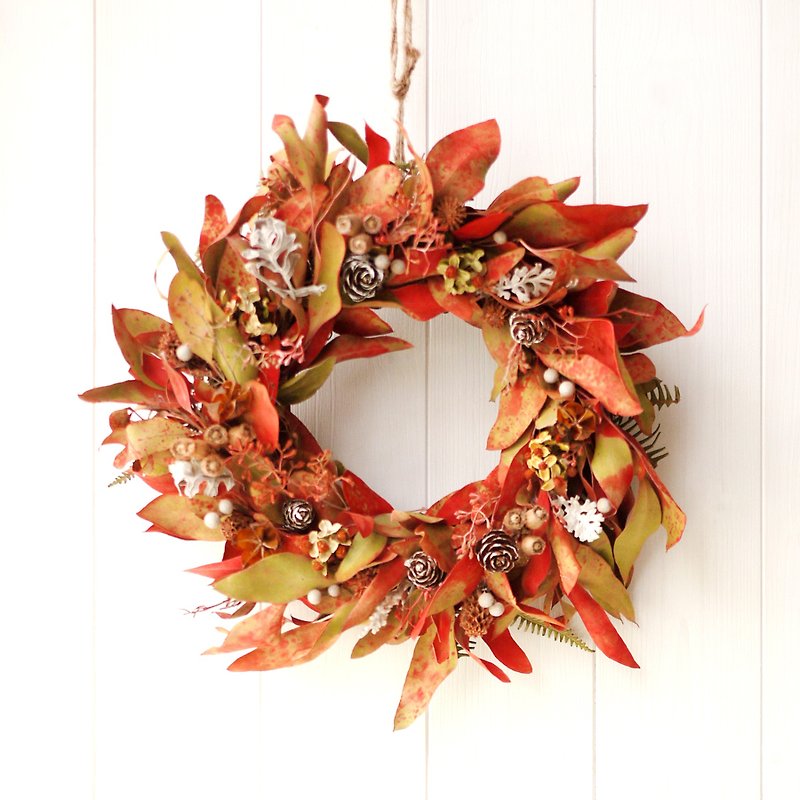 Autumn gift - wreath - ตกแต่งต้นไม้ - พืช/ดอกไม้ สีส้ม