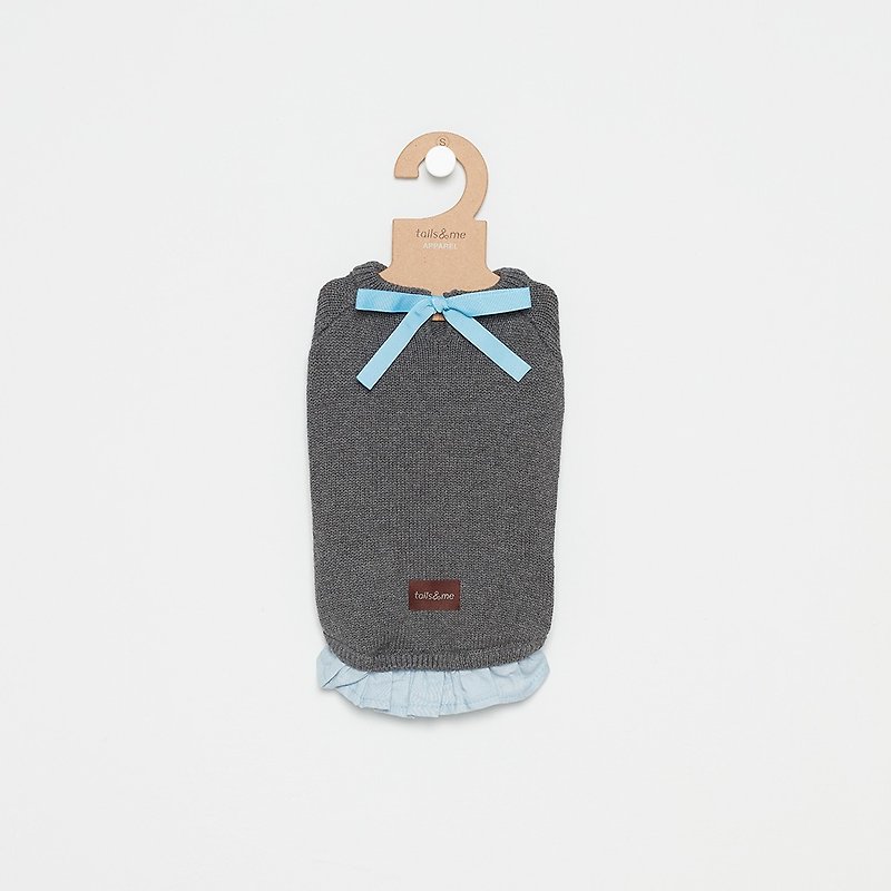 [Tail and me] pet clothes bow sweater dark gray - Clothing & Accessories - Cotton & Hemp Gray