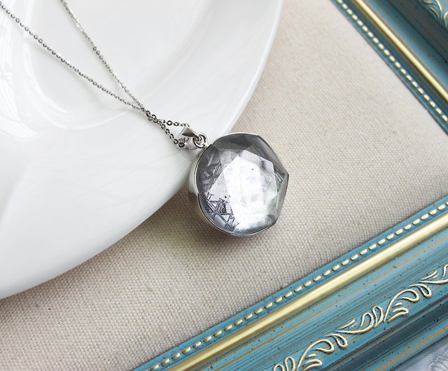 Silver Oval Necklace WIth Iron Meteorite