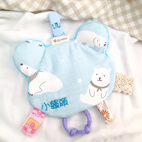 QQ rabbit 手工嬰幼兒精品 彌月禮盒 免費繡名字。都是熊熊-6款可選。熊頭造型膨膨熊耳響紙安撫巾