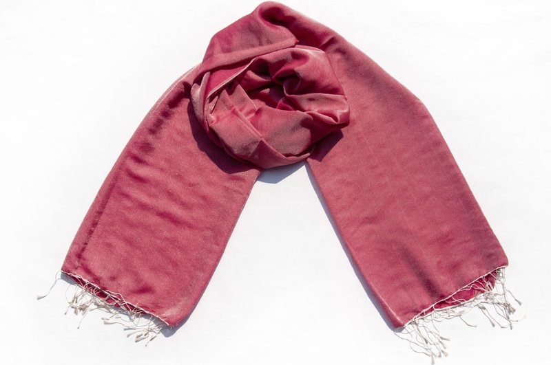 喀什米爾Cashmere 編織羊絨圍巾 羊毛真絲披巾 戒指絨披肩-雙色 - 圍巾/披肩 - 羊毛 多色