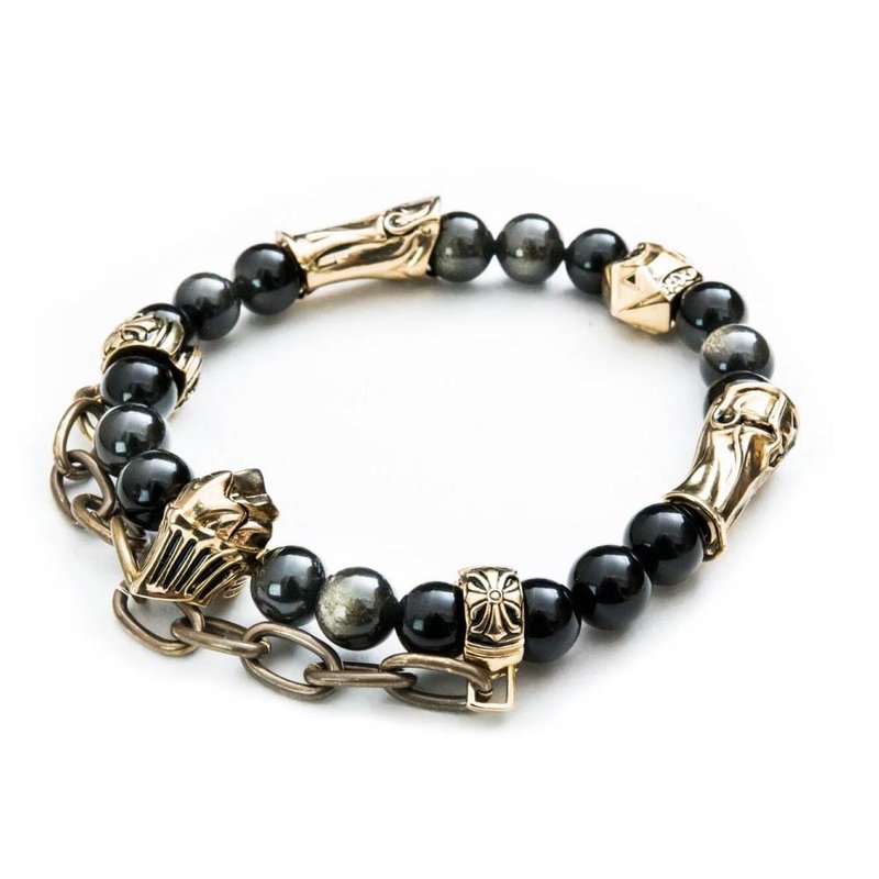 【Rival】Abyss Knight. Ken (Bronze) Original Design Handmade Bracelet Bracelet Beaded Jewelry - Bracelets - Copper & Brass Black