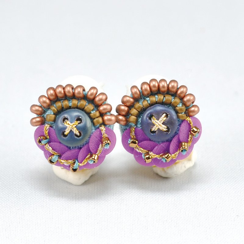 tiny circle earrings, beaded earrings,clip on earrings, orange earrings1 - Earrings & Clip-ons - Plastic Blue